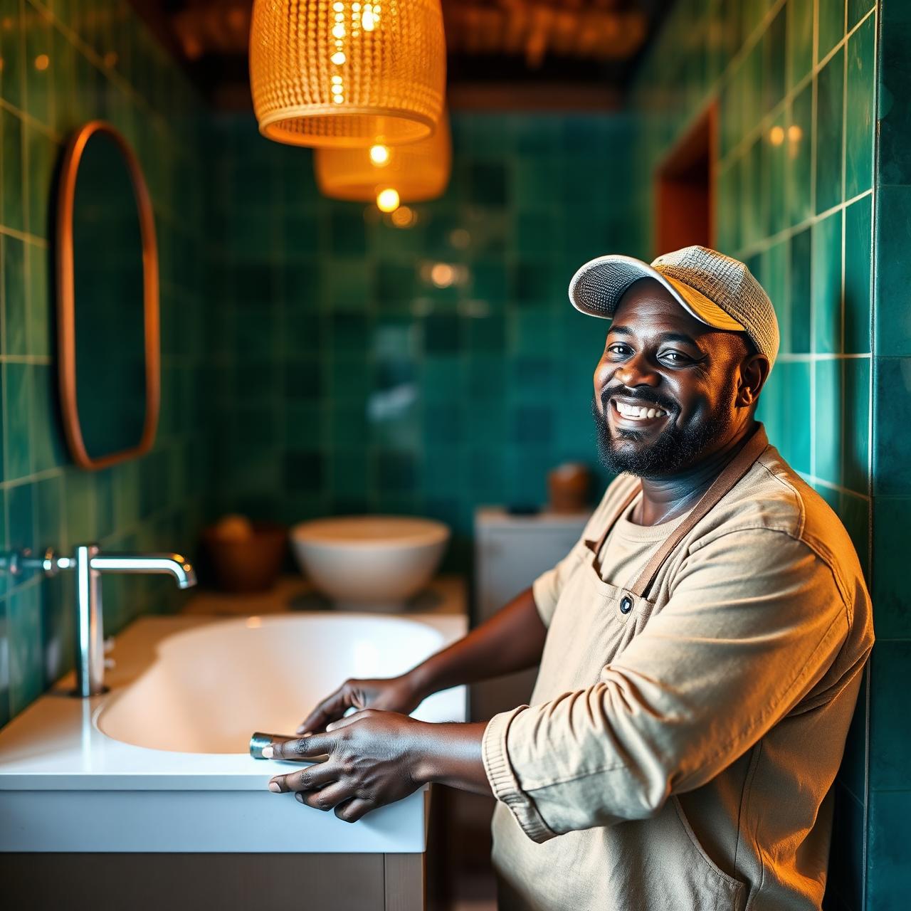 Artisan carreleur en Guadeloupe posant du carrelage moderne